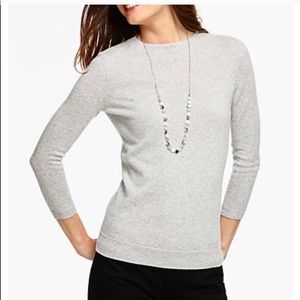 Talbots Sweater Cashmere Sparkle Crew Neck Gray